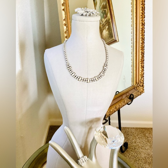 Vintage clear Baguette rhinestone jewelry lot - Picture 6 of 17